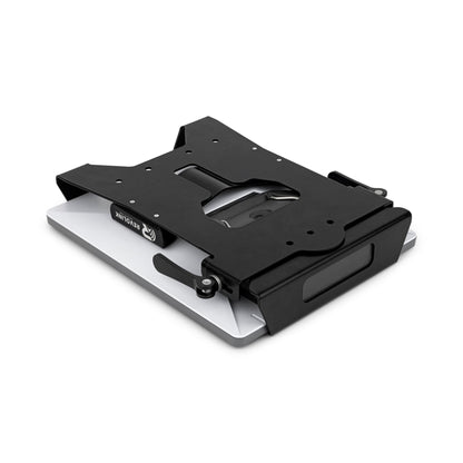 Black Revolink satellite gear quick release bracket for Devos AMPak 145, designed for easy attachment and secure fit.