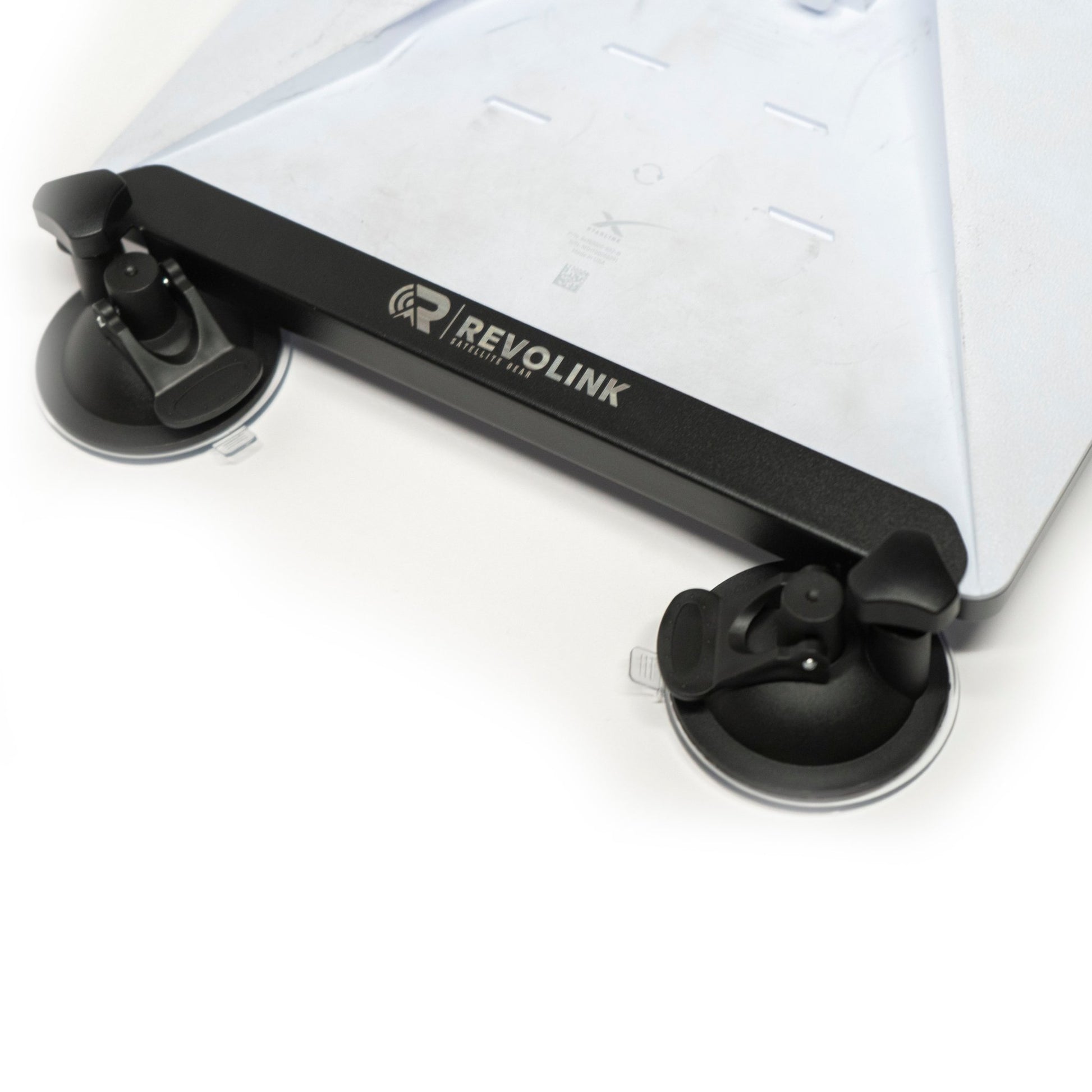 Revolink Satellite Gear black Starlink Mini Sunroof Mount installed on a vehicle roof for satellite dish attachment.