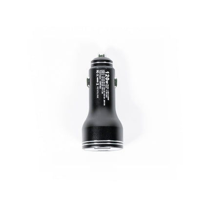 Revolink Satellite Gear Starlink Mini USB Car Charger plugged into a vehicle's cigarette lighter port for charging devices.