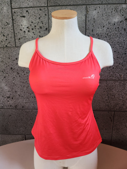 Loco Boutique solid logo cami tankini with adjustable straps and a fitted silhouette, featuring a prominent logo on the front.