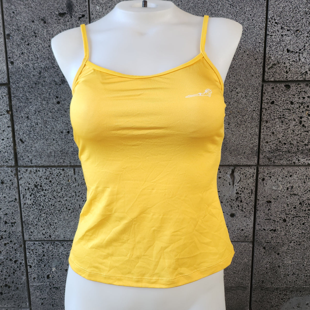 Loco Boutique solid logo cami tankini top in vibrant color with adjustable straps and logo detail, perfect for swimwear.