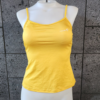 Loco Boutique solid logo cami tankini top in vibrant color with adjustable straps and logo detail, perfect for swimwear.