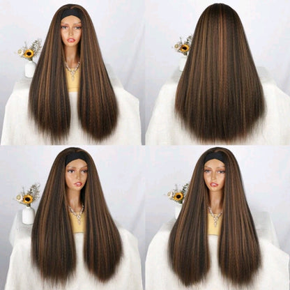 Kinky straight headband wig by EdleessFashion featuring natural texture and comfortable headband for versatile styling.