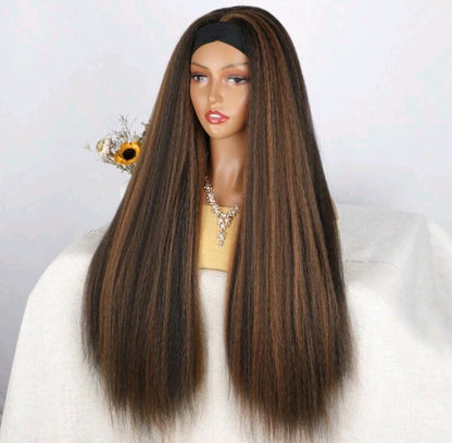Kinky straight headband wig by EdleessFashion featuring natural-looking hair and a comfortable headband for versatile styling.