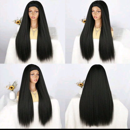 EdleessFashion LydiaMFashions kinky straight headband wig showing natural hair texture and headband style on a mannequin.