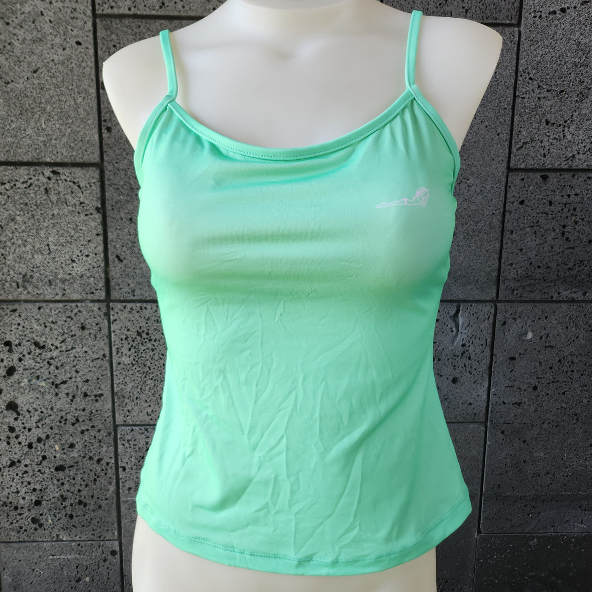 Loco Boutique solid logo cami tankini featuring a sleek, fitted design with the brand logo on the front, perfect for swimwear.