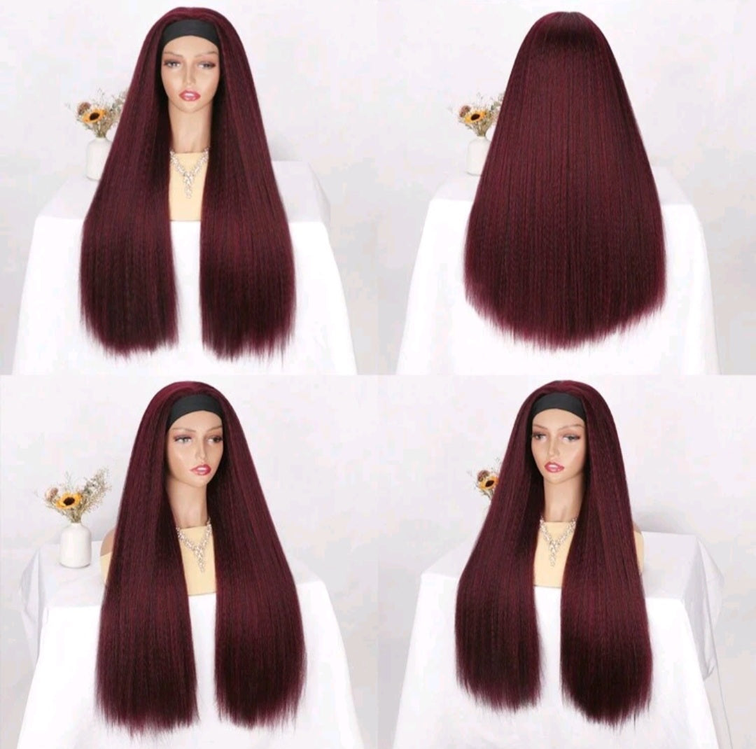 EdleessFashion LydiaMFashions Kinky Straight Headband Wig featuring natural black hair and comfortable headband style.