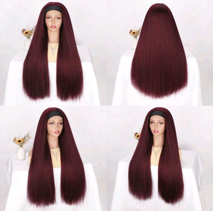 EdleessFashion LydiaMFashions Kinky Straight Headband Wig featuring natural black hair and comfortable headband style.