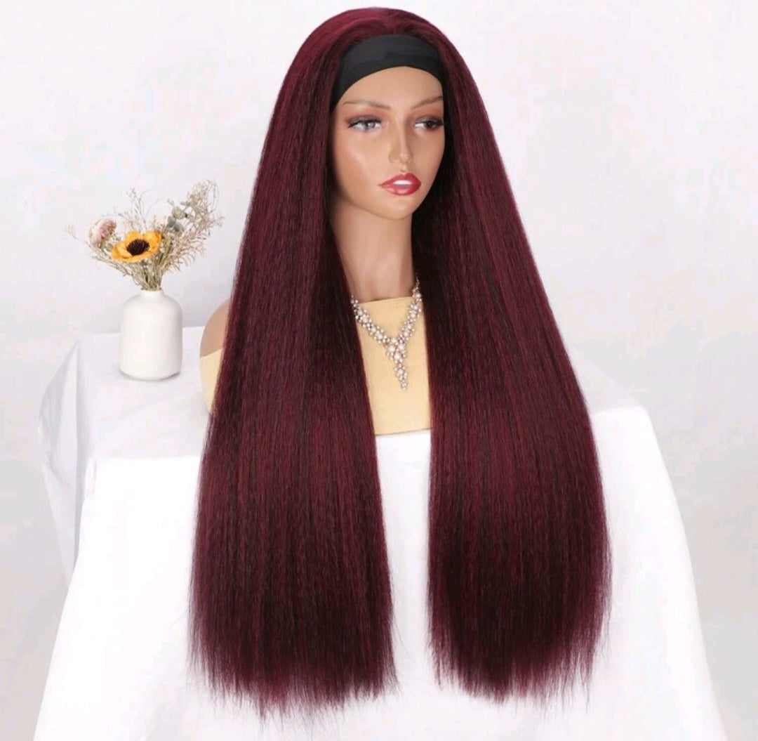 Kinky straight headband wig by EdleessFashion featuring natural black hair and a comfortable headband for versatile styling.