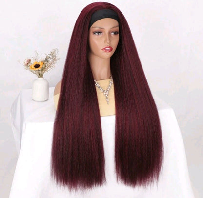 Kinky straight headband wig by EdleessFashion featuring natural black hair and a comfortable headband for versatile styling.