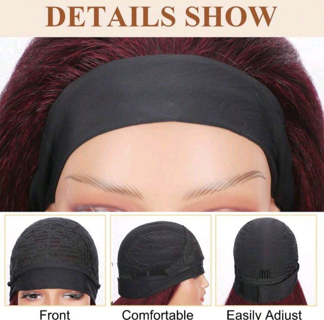 Kinky straight headband wig from LydiaMFashions by EdleessFashion, with natural hair texture and comfortable headband style.