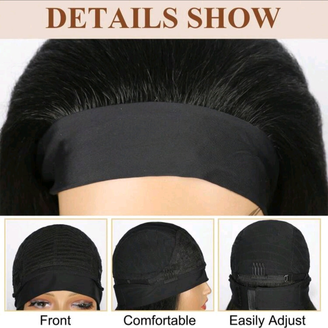 Kinky straight headband wig by EdleessFashion featuring natural-looking hair and a comfortable headband for versatile styling.