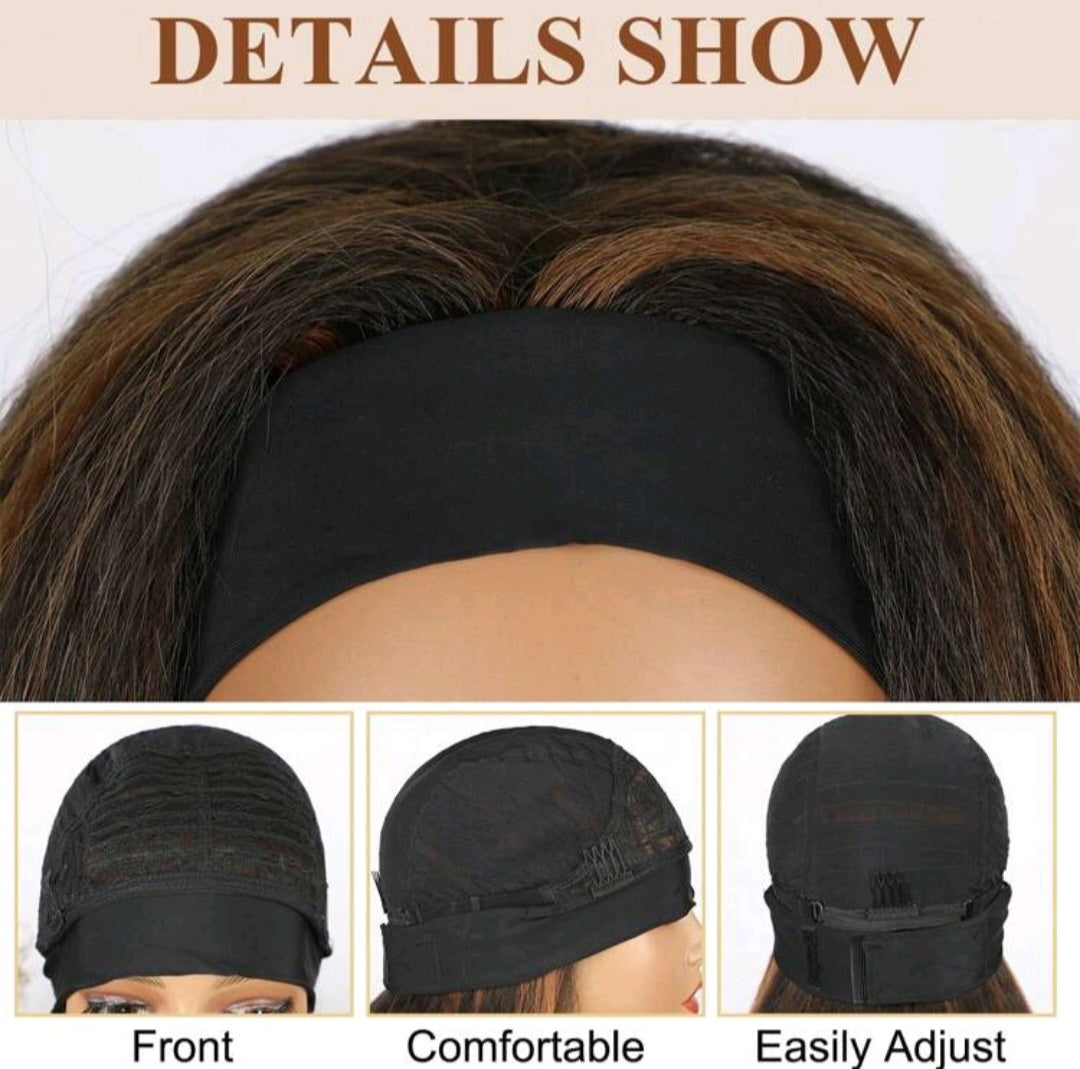Kinky straight headband wig by EdleessFashion featuring natural-looking textured hair and a comfortable headband style.