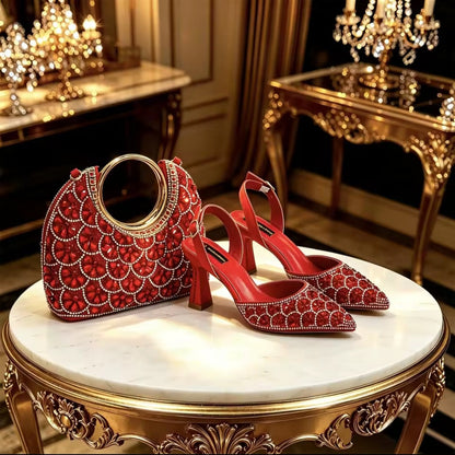 Elegant Italian ladies shoes and matching bag set by EdleessFashion, featuring luxurious design and stylish accessories.