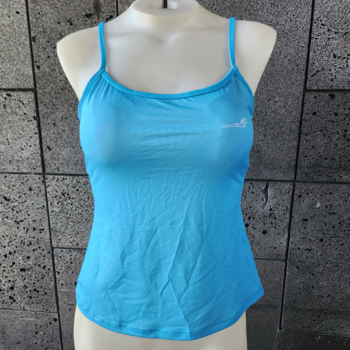 Loco Boutique solid logo cami tankini top in vibrant color with logo detail, designed for stylish swimwear.