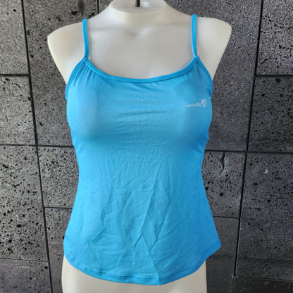 Loco Boutique solid logo cami tankini top in vibrant color with logo detail, designed for stylish swimwear.