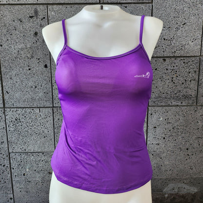 Loco Boutique solid logo cami tankini with adjustable straps and smooth fabric, shown on a mannequin.