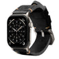 Brown leather strap R01 by Robust, natural titanium finish, designed for watches, with detailed stitching and smooth texture.
