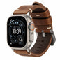 Robust Leather Strap R01 in natural brown titanium finish, 49mm width, with textured leather design.