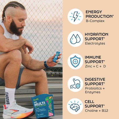 Root'd Growing Together Bundle multivitamin pack for future mom and dad, featuring hydrating multivitamins in a 30-day supply.