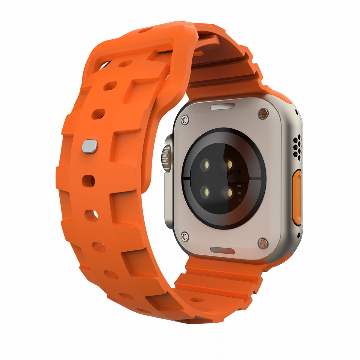 Robust sport band in orange with breathable design, suitable for fitness tracking and active wear.
