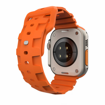 Robust sport band in orange with breathable design, suitable for fitness tracking and active wear.