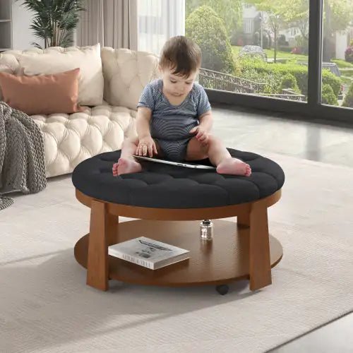 Round Footstool Coffee Table - BACKUPMYFILESNOW