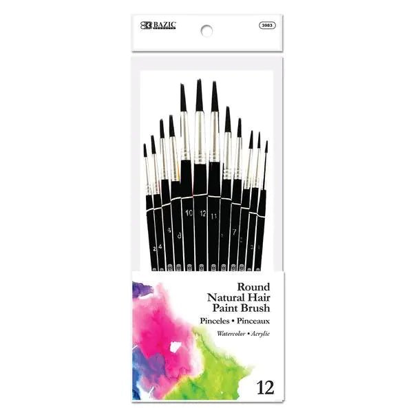 Round Natural Hair Paint Brush (12/Pack) - BACKUPMYFILESNOW