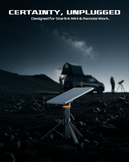 Tesery Starlink Mini portable power bank with 51,300mAh battery and tripod stand for reliable outdoor internet connectivity.