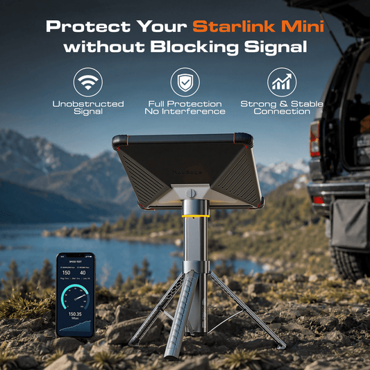 Starlink Mini R-Foot Armor Case by RovEdge for Tesery, anti-drop protection, IP65 waterproof, rugged design, fits Starlink mini.