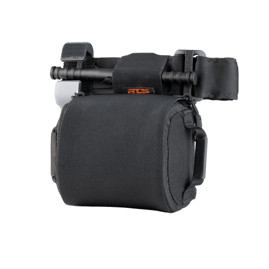 Black RTS Tactical Rapid Deploy Mini Belt-Mount IFAK with CAT tourniquet for quick medical access and emergency use.
