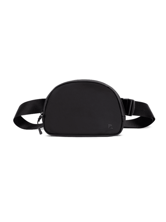Black LuxeGo Small Crossbody Sling Bag by Runner's Athletics with adjustable strap and minimalist design.