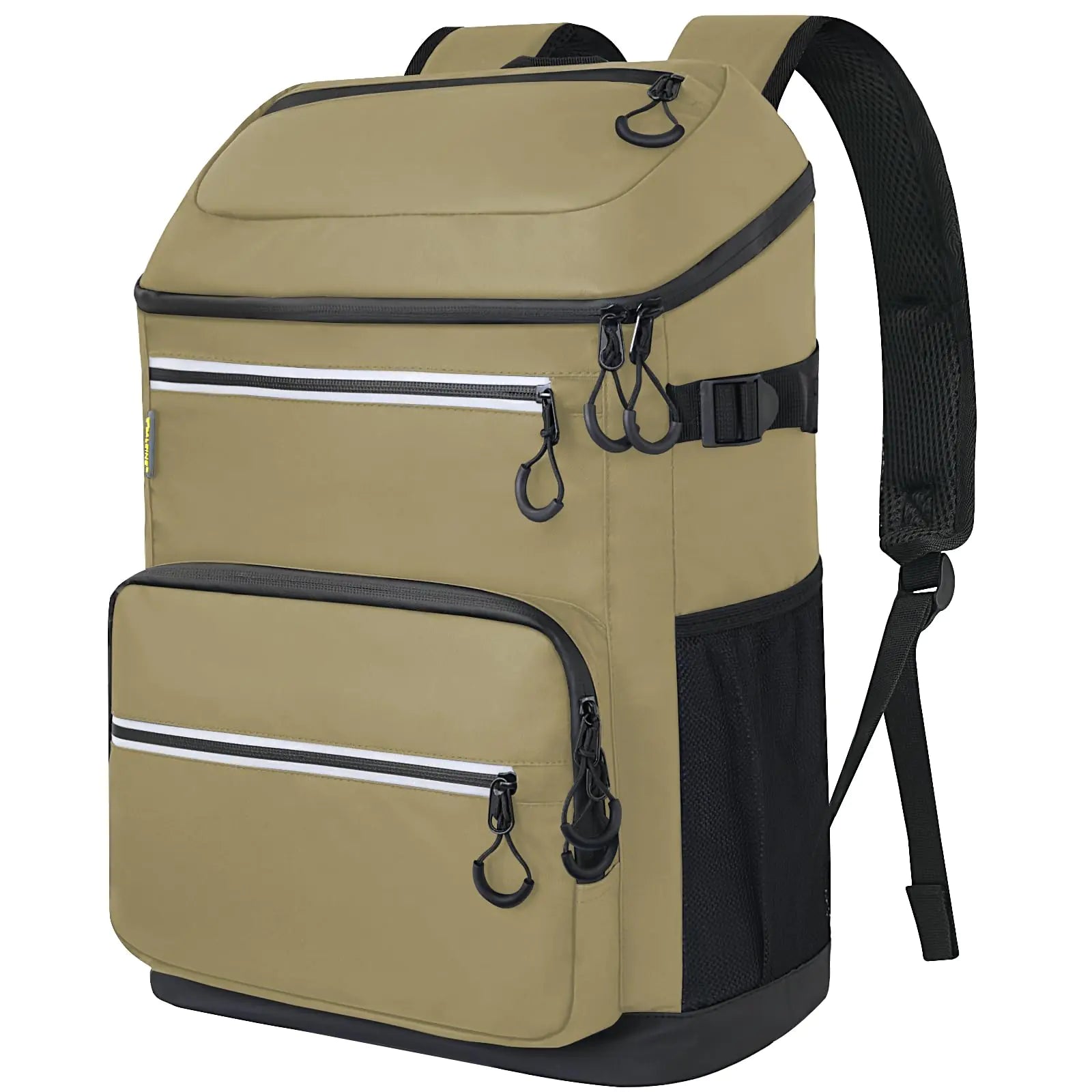 BALEINE Backpack Cooler Insulated Bag 36 Can Capacity Leak Proof Portable Collapsible Thermal Bag for Beach Travel Camping Grocery Shopping (Khaki)