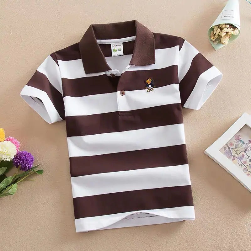 CUHK Children's Cotton Striped Polo Shirt