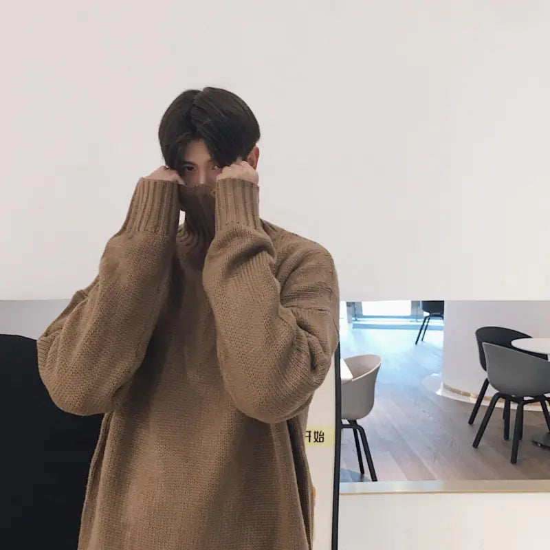 Men's Turtleneck Sweater - Loose Fit Fall Winter Knit