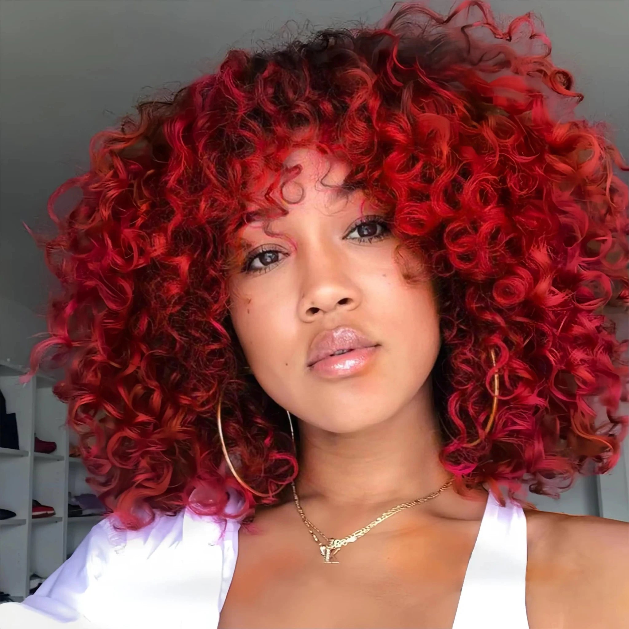 Sabosi Red Afro Curly Wigs 70s Kinky Wigs for Black Women Synthetic Afro Curly Wigs for Women - BACKUPMYFILESNOW