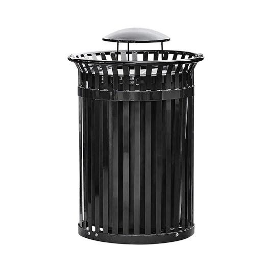 45-gallon heavy-duty round trash can with rain bonnet lid by SAKSBY WHOLESALE, durable commercial waste bin for outdoor use