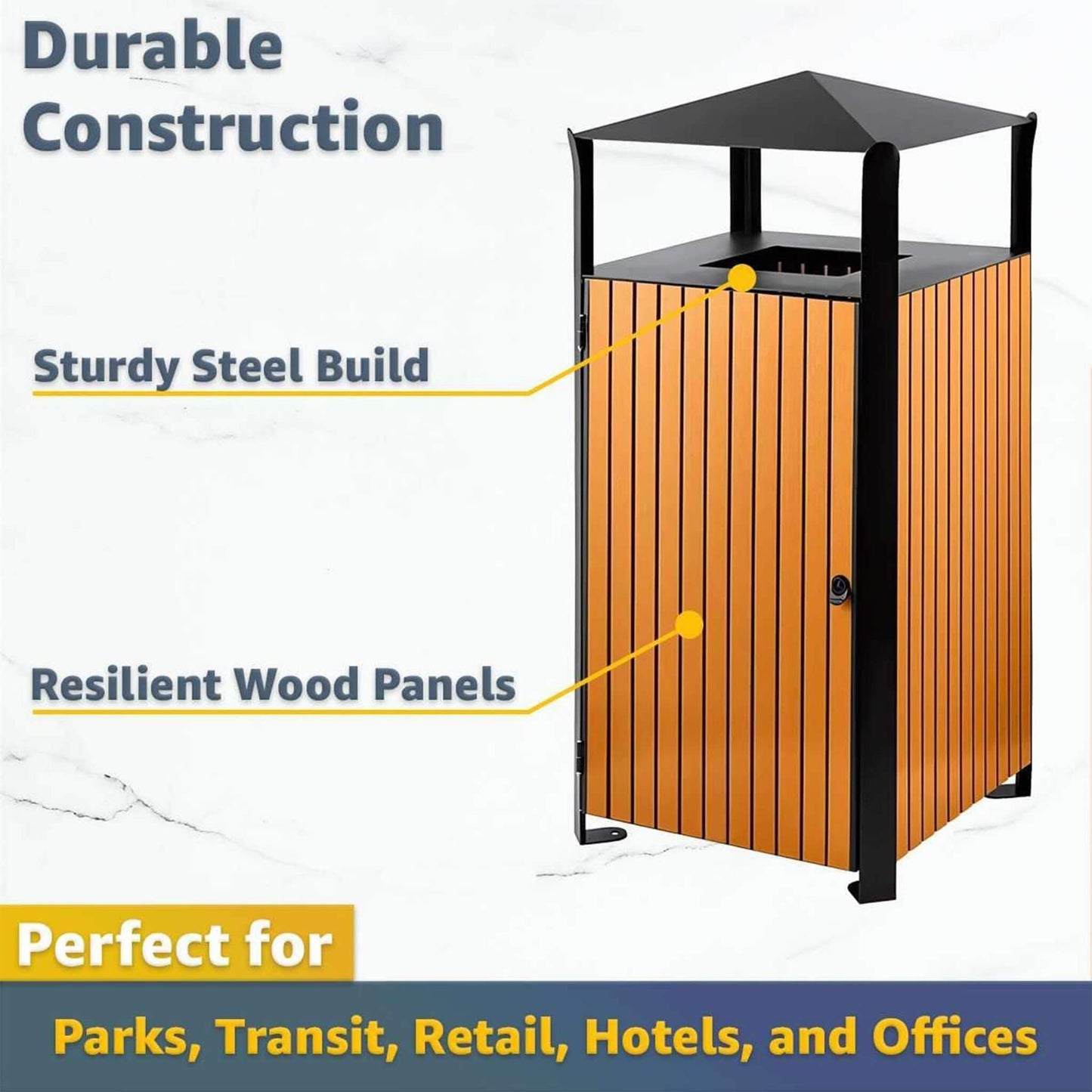 49-gallon heavy-duty outdoor trash can with covered top by SAKSBY WHOLESALE, ideal for commercial outdoor waste disposal
