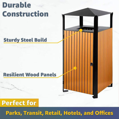 49-gallon heavy-duty outdoor trash can with covered top by SAKSBY WHOLESALE, ideal for commercial outdoor waste disposal