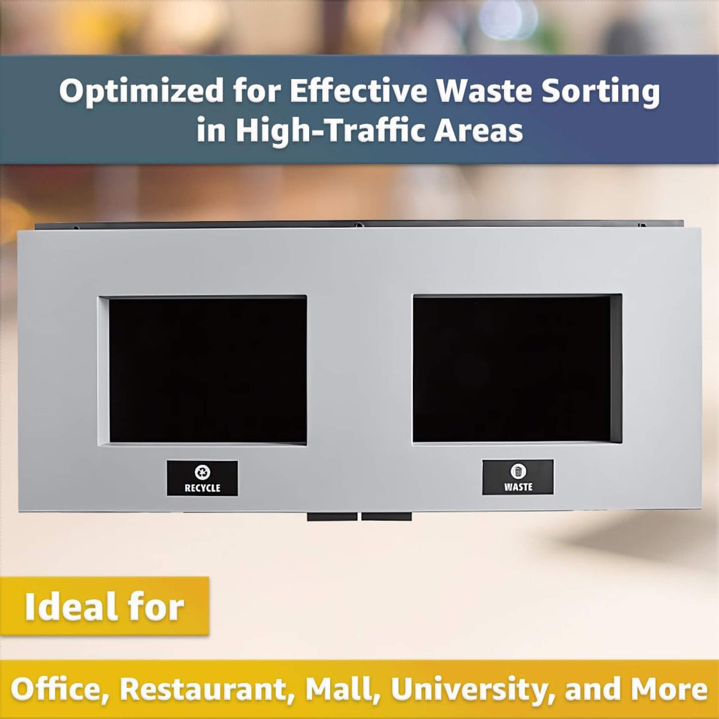 Heavy-duty 86-gallon steel commercial trash can cabinet with two-stream design by SAKSBY WHOLESALE.