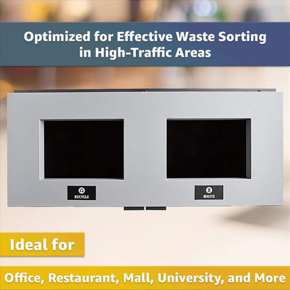 Heavy-duty 86-gallon steel commercial trash can cabinet with two-stream design by SAKSBY WHOLESALE.