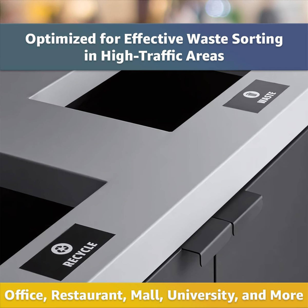 Heavy-duty steel 86-gallon commercial trash can cabinet with two-stream design and tray holder by SAKSBY WHOLESALE.