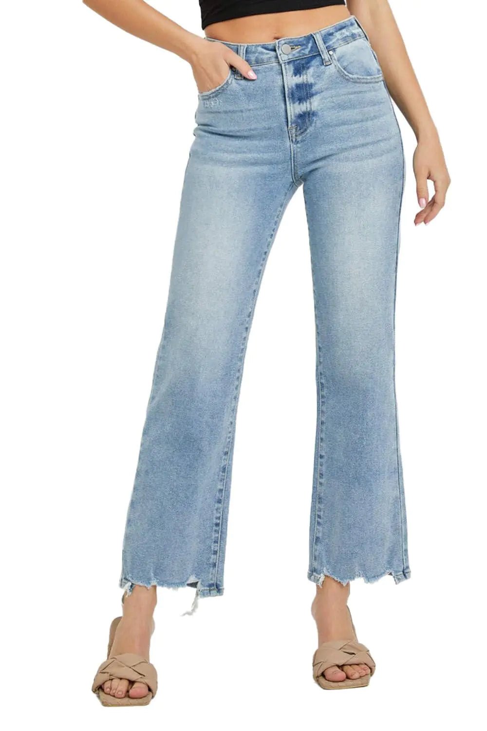 SALT TREE Risen Jeans - High Rise Relaxed Straight Jeans - RDP5459 Lightblue - BACKUPMYFILESNOW