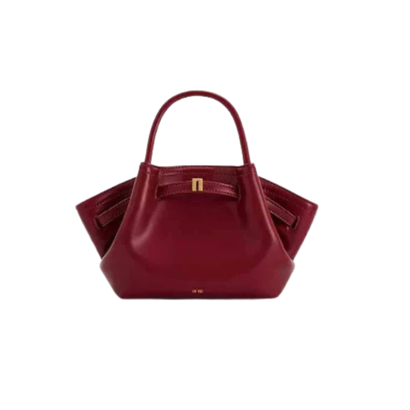 LPO women's brown canvas mini crossbody shoulder bag in wine red with adjustable strap and compact design.