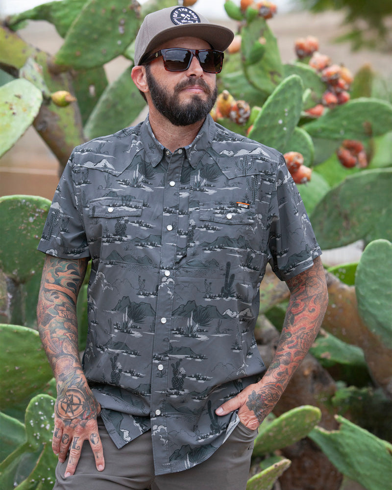 Off The Grid Surplus San Saba SS Shirt in Castlerock, short sleeve men's shirt with a casual fit and button front.