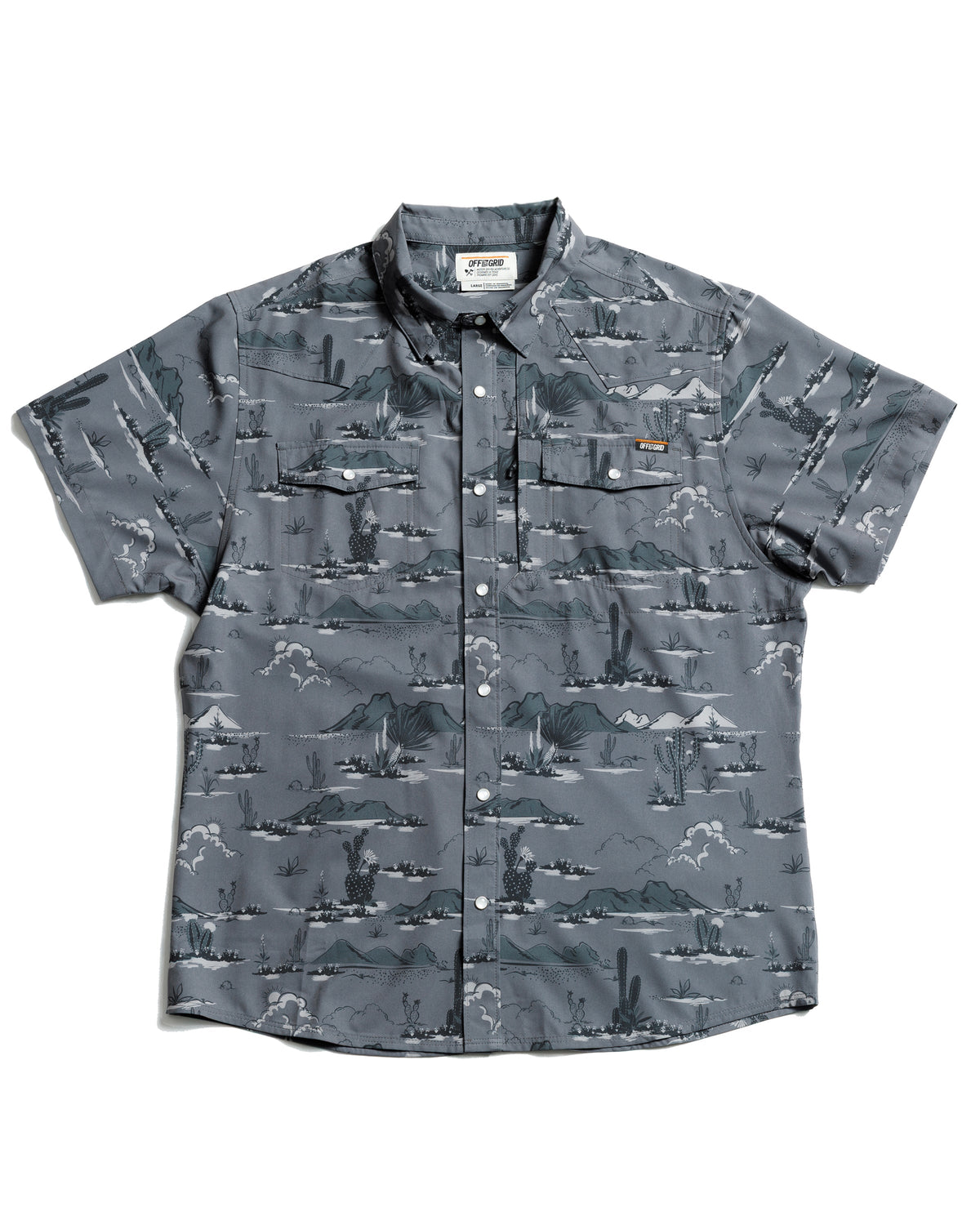 Off The Grid Surplus San Saba SS Shirt in Castlerock, short sleeve casual shirt with button front and collar detail.