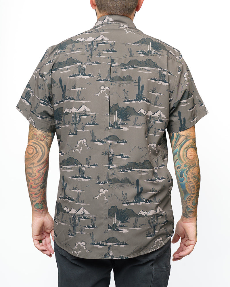 Off The Grid Surplus San Saba SS Shirt in Deadwood color, short sleeve design, with button-up front and classic collar.