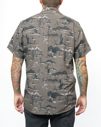 Off The Grid Surplus San Saba SS Shirt in Deadwood color, short sleeve design, with button-up front and classic collar.