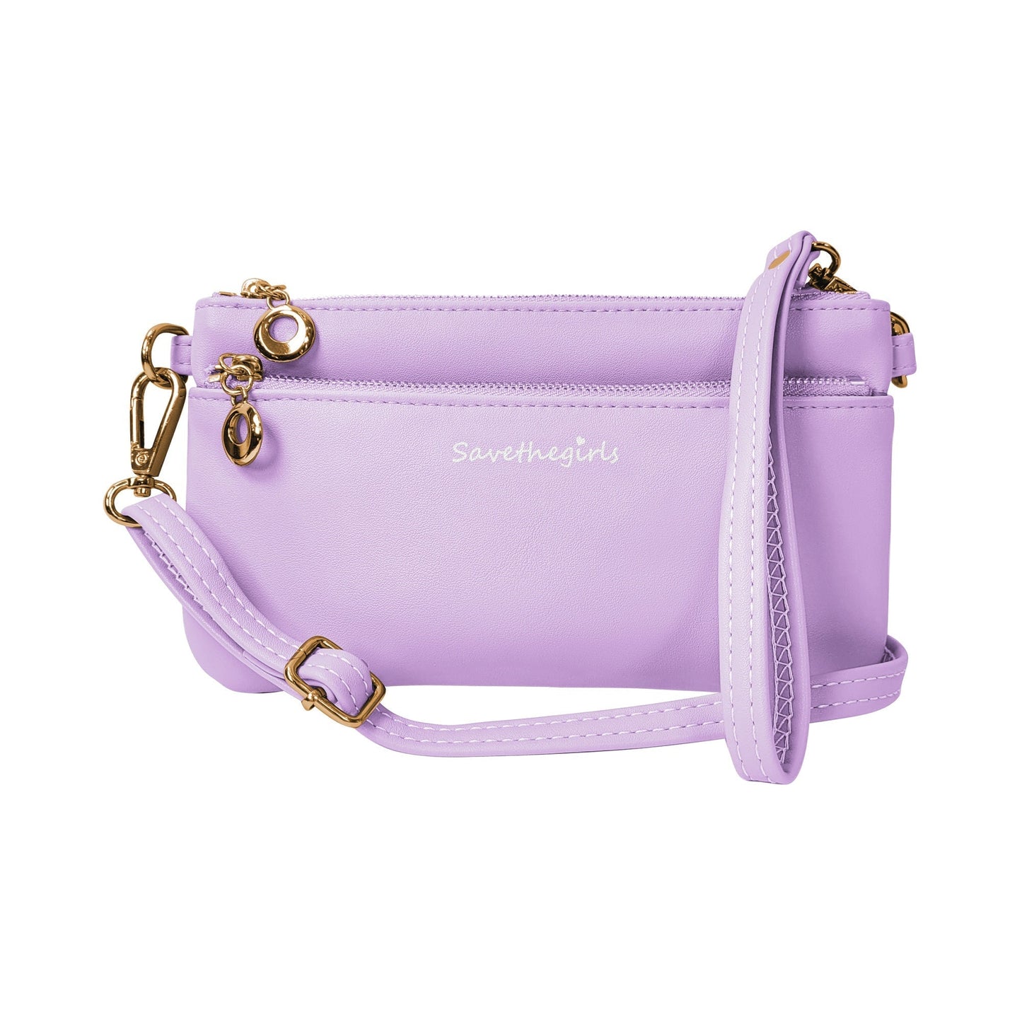 Creamy spice taupe Bella RFID wallet by SaveTheGirls with gold hardware and sleek design.
