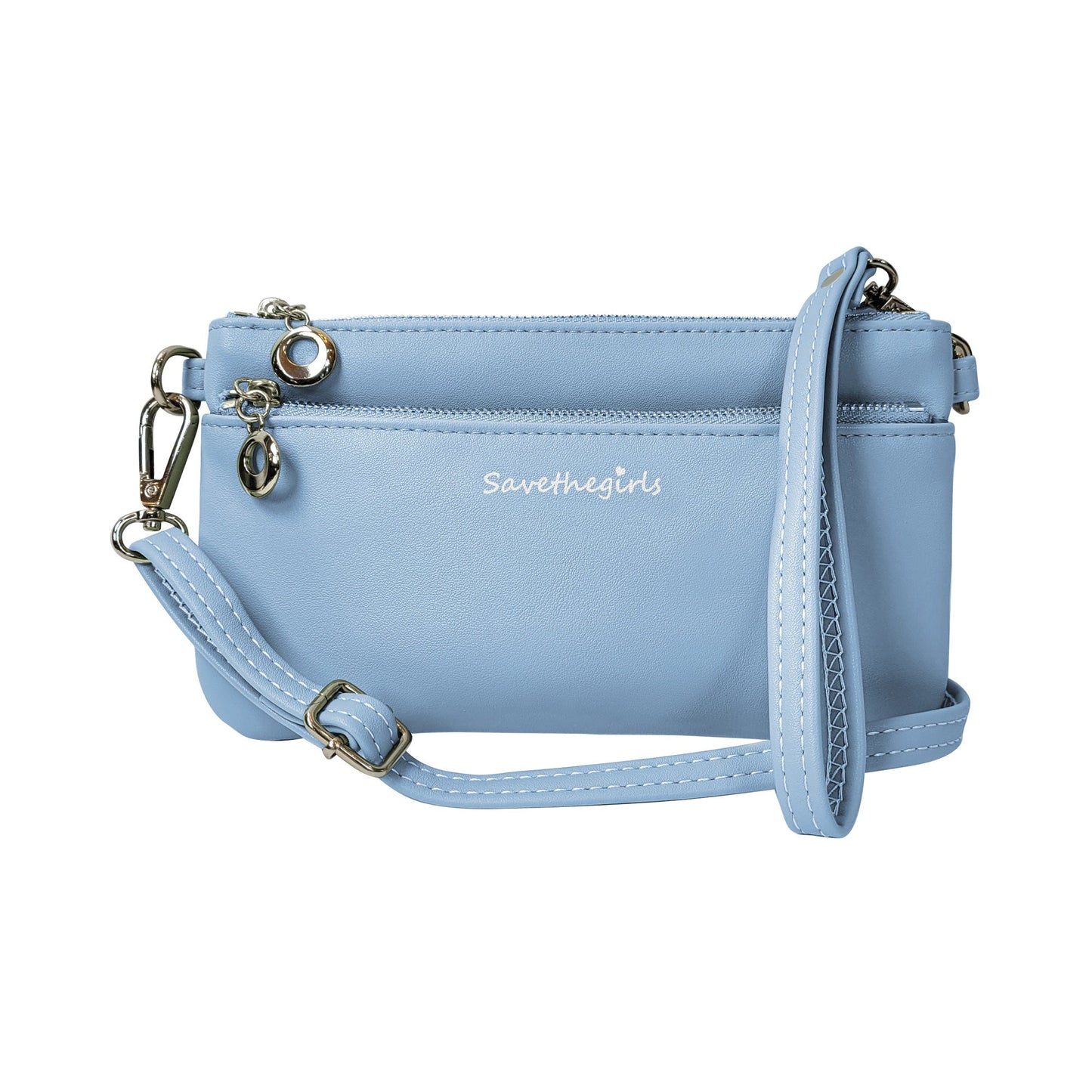 Creamy spice taupe Bella RFID wallet by SaveTheGirls with gold hardware, featuring a sleek, compact design and RFID protection.